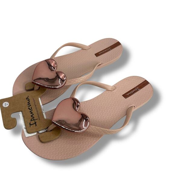NEW Ipanema Wave Heart Flip Flop Sandals Size 8 Pink Rose Gold Flip Flops - Picture 10 of 13